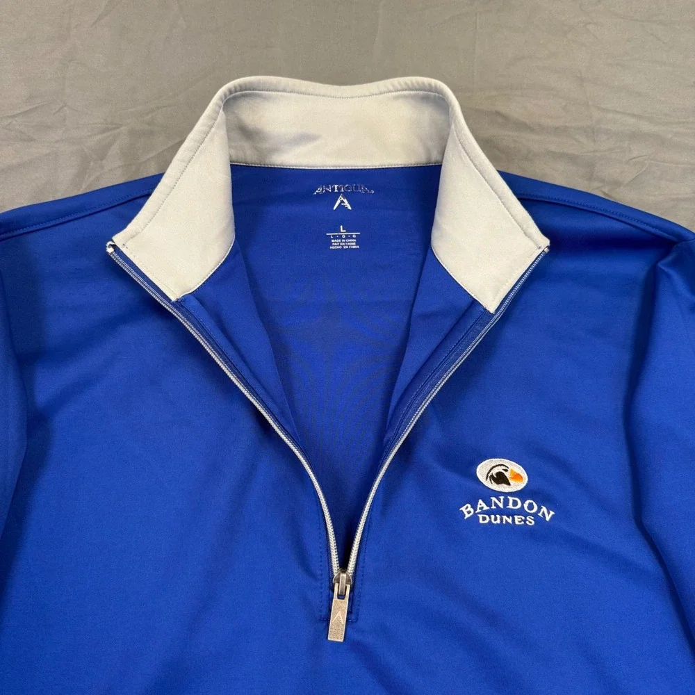 Antigua Bandon Dunes Golf Mens Large Royal Blue Quarter Zip Pullover Sweatshirt